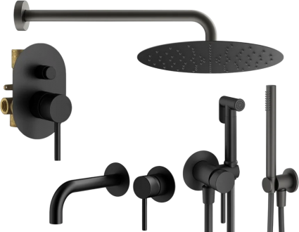 Комплект для ванной Plumberia Selection Ixo KITZXO15NO210 С ВНУТРЕННЕЙ ЧАСТЬЮ, черный матовый, шланг пластиковый 150 см