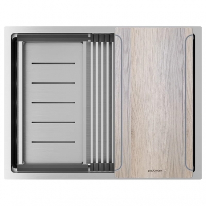 Мойка кухонная Paulmark Next-Multi Sink 58 UNI PM785845-BS брашированная нержавеющая сталь прямоугольная,  в современном стиле