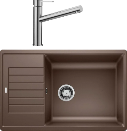 Комплект Мойка Blanco Zia XL 6S Compact 523282 кофе + Смеситель Ambis Ambis 523118 матовая, прямоугольная