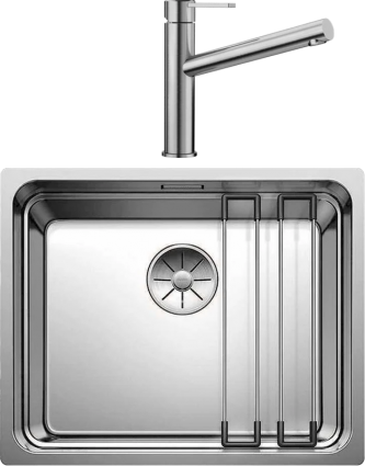 Комплект Мойка Blanco Etagon 500-U + Смеситель Ambis Ambis 523118 полированная, прямоугольная