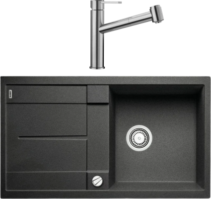 Комплект Мойка Blanco Metra 5S 513044 антрацит + Смеситель Ambis-S 523119 матовая, прямоугольная