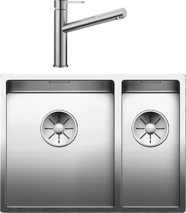Комплект Мойка Blanco Claron 340/180-U L + Смеситель Ambis Ambis 523118 полированная, прямоугольная