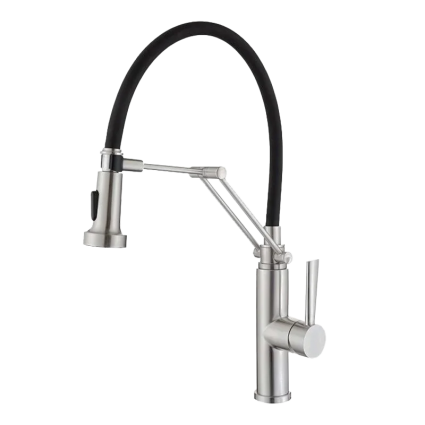 Смеситель для кухни Emar Steel ЕСВ 7012 с гибким изливом, satin, однорычажный