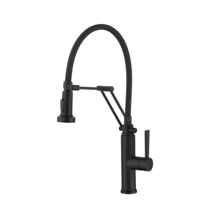 Смеситель для кухни Emar Steel ЕСВ 7012 с гибким изливом, black, однорычажный, черный