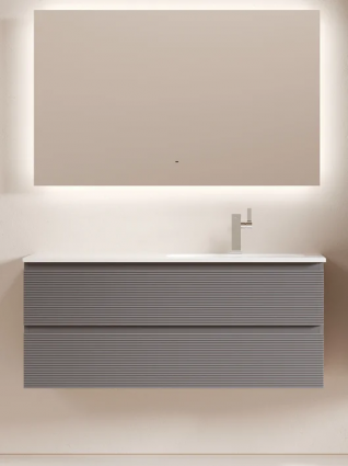 Мебель для ванной комнаты Sancos Folk 120 R подвесная, 2 ящика, grey soft, с доводчиками