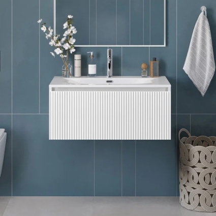 Тумба под раковину без столешницы BelBagno Uno 80 подвесная, 1 ящик, bianco opaco, матовая, с доводчиками