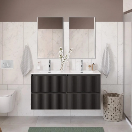 Мебель для ванной комнаты BelBagno Uno 120 подвесная, 4 ящика, матовая темно-серая, с доводчиками
