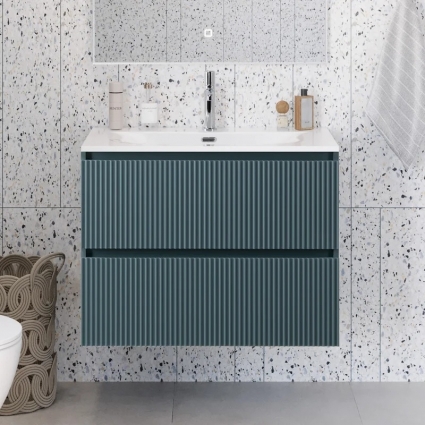 Тумба под раковину без столешницы BelBagno Uno-mini 90 подвесная, 2 ящика, матовая голубая, с доводчиками