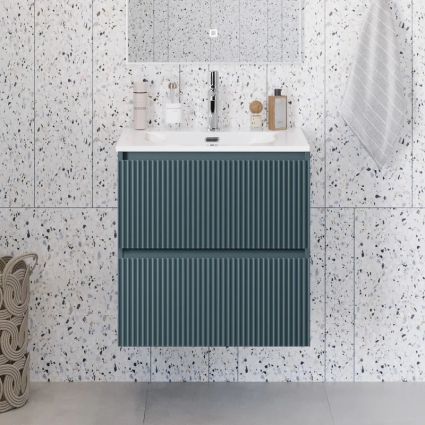 Тумба под раковину без столешницы BelBagno Uno-mini 50 подвесная, 2 ящика, матовая голубая, с доводчиками