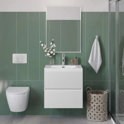 Мебель для ванной комнаты BelBagno Uno-mini 60 подвесная, 2 ящика, bianco opaco, матовая, с доводчиками