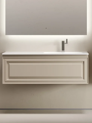 Тумба с раковиной Sancos Very 120 R подвесная, 1 ящик, beige soft, с доводчиками