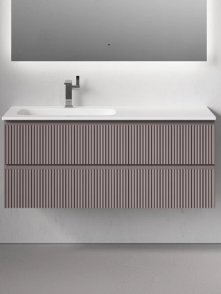 Тумба с раковиной Sancos Snob R 120 L подвесная, doha soft, с ящиками, с доводчиками