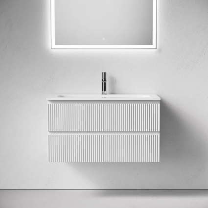 Тумба с раковиной Sancos Snob R 90 подвесная, bianco, раковина СN7019, с ящиками, с доводчиками