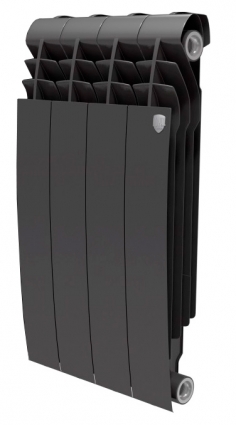 Радиатор биметаллический Royal Thermo BiLiner 500 4 секции, noir sable, на площадь 6.8 кв.м., черный, 32x8.7x57.4 см