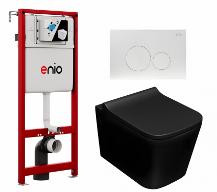 Комплект 3 в 1 инсталляция Enio Profi EN7050050 + Унитаз подвесной Lorne Lambro BL LN5007507 + кнопка белая матовая Sfera