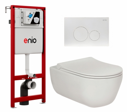 Комплект 3 в 1 инсталляция Enio Profi EN7050050 + Унитаз подвесной Berges Wasserhaus Ego XL 082118 + кнопка белая матовая Sfera