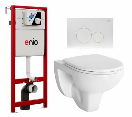 Комплект 3 в 1 инсталляция Enio Profi EN7050050 + Унитаз подвесной Berges Wasserhaus Gamma 081105 + кнопка белая матовая Sfera