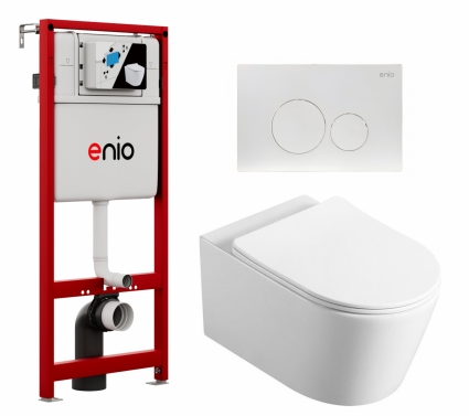 Комплект 3 в 1 инсталляция Enio Profi EN7050050 + Унитаз Vincea Cute VT1-24 + кнопка белая матовая Sfera