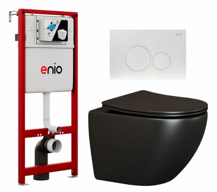 Комплект 3 в 1 инсталляция Enio Profi EN7050050 + Унитаз подвесной Ceramica Nova Metropol CN4002MB + кнопка белая матовая Sfera