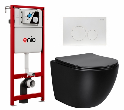 Комплект 3 в 1 инсталляция Enio Profi EN7050050 + Унитаз Vincea Globo VT1-14SMB + кнопка белая матовая Sfera