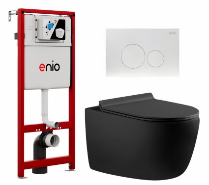 Комплект 3 в 1 инсталляция Enio Profi EN7050050 + Унитаз подвесной Aquanet Cetus-BW 287008 + кнопка белая матовая Sfera