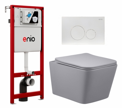Комплект 3 в 1 инсталляция Enio Profi EN7050050 + Унитаз подвесной Vincea Q-Line VT1-12MG + кнопка белая матовая Sfera