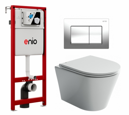 Комплект 3 в 1 инсталляция Enio Profi EN7050050 + Унитаз подвесной Ceramica Nova Forma CN3011 + кнопка хром Pulsante 