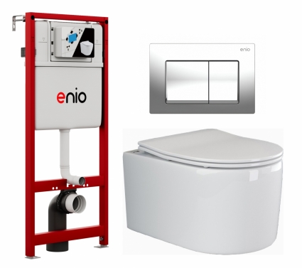 Комплект 3 в 1 инсталляция Enio Profi EN7050050 + Унитаз подвесной Ceramica Nova Moments CN3003 + кнопка хром Pulsante 