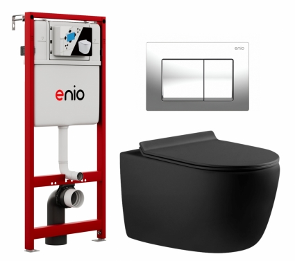Комплект 3 в 1 инсталляция Enio Profi EN7050050 + Унитаз подвесной Aquanet Cetus-BW 287008 + кнопка хром Pulsante