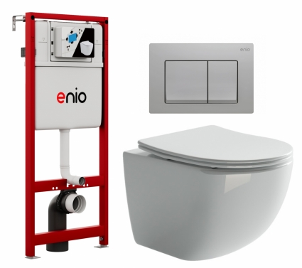 Комплект 3 в 1 инсталляция Enio Profi EN7050050 + Унитаз подвесной Ceramica Nova Forma CN3009 + кнопка хром матовый Pulsante