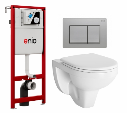 Комплект 3 в 1 инсталляция Enio Profi EN7050050 + Унитаз подвесной Berges Wasserhaus Gamma 081105 + кнопка хром матовый Pulsante