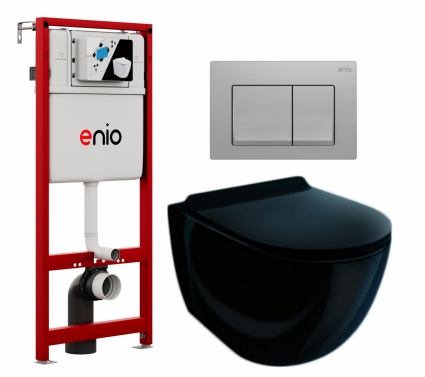 Комплект 3 в 1 инсталляция Enio Profi EN7050050 +  Унитаз подвесной Esbano Garcia ESUPGARCB + кнопка хром матовый Pulsante