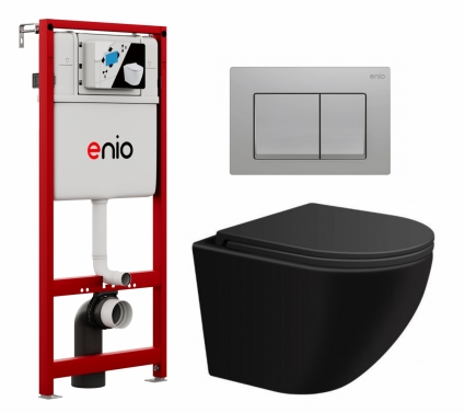 Комплект 3 в 1 инсталляция Enio Profi EN7050050 + Подвесной унитаз SinteSi EVI + кнопка хром матовый Pulsante