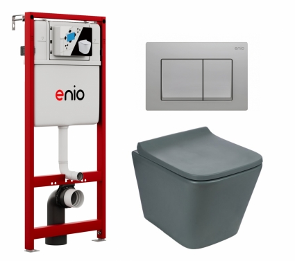 Комплект 3 в 1 инсталляция Enio Profi EN7050050 + Унитаз подвесной Weltwasser WW SK Gelbach 041 MT-GR + кнопка хром матовый Pulsante