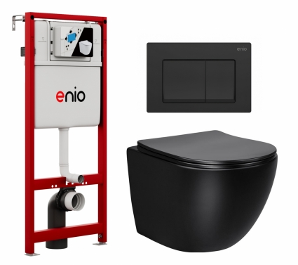Комплект 3 в 1 инсталляция Enio Profi EN7050050 + Унитаз Vincea Globo VT1-14SMB + кнопка черная матовая Pulsante