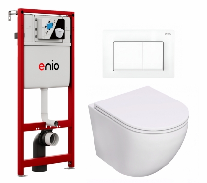 Комплект 3 в 1 инсталляция Enio Profi EN7050050 + Унитаз подвесной Lorne Pilpao LN5007501 + кнопка белая матовая Pulsante