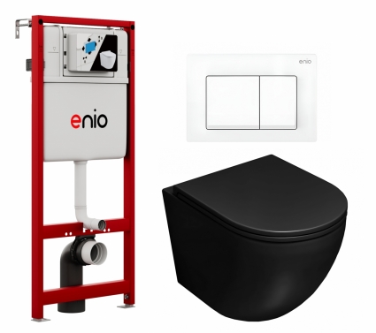 Комплект 3 в 1 инсталляция Enio Profi EN7050050 + Унитаз подвесной Lorne Pilpao BL LN5007503 + кнопка белая матовая Pulsante