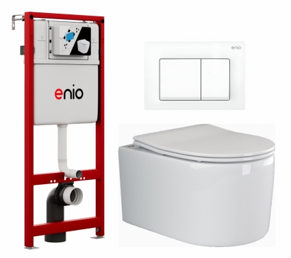 Комплект 3 в 1 инсталляция Enio Profi EN7050050 + Унитаз подвесной Ceramica Nova Moments CN3003 + кнопка белая матовая Pulsante