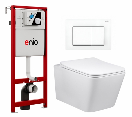 Комплект 3 в 1 инсталляция Enio Profi EN7050050 + Унитаз Vincea Q-Line VT1-12 + кнопка белая матовая Pulsante