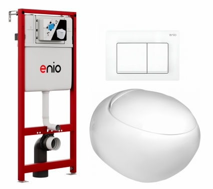Комплект 3 в 1 инсталляция Enio Profi EN7050050 + Подвесной унитаз WeltWasser Jeckenbach + кнопка белая матовая Pulsante
