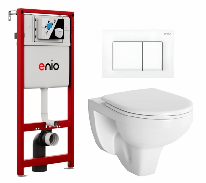 Комплект 3 в 1 инсталляция Enio Profi EN7050050 + Унитаз подвесной Berges Wasserhaus Gamma 081105 + кнопка белая матовая Pulsante