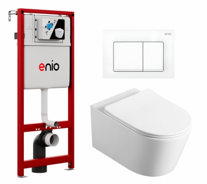 Комплект 3 в 1 инсталляция Enio Profi EN7050050 + Унитаз Vincea Cute VT1-24 + кнопка белая матовая Pulsante