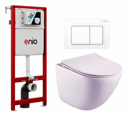 Комплект 3 в 1 инсталляция Enio Profi EN7050050 + Унитаз подвесной Esbano Lotus ESUPLOTUW + кнопка белая матовая Pulsante