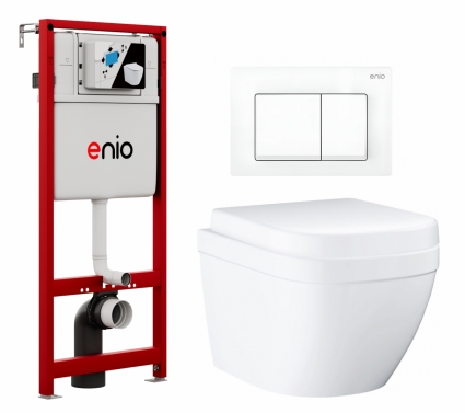 Комплект 3 в 1 инсталляция Enio Profi EN7050050 + Унитаз подвесной Grohe Euro Ceramic 39206000 + кнопка белая матовая Pulsante