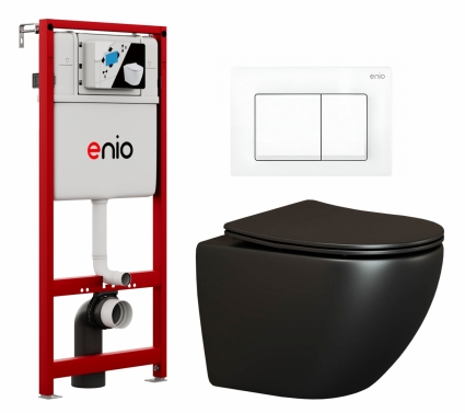 Комплект 3 в 1 инсталляция Enio Profi EN7050050 + Унитаз подвесной Ceramica Nova Metropol CN4002MB + кнопка белая матовая Pulsante