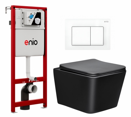 Комплект 3 в 1 инсталляция Enio Profi EN7050050 + Унитаз Vincea Q-Line VT1-12MB + кнопка белая матовая Pulsante