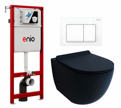 Комплект 3 в 1 инсталляция Enio Profi EN7050050 + Унитаз подвесной Esbano Garcia + кнопка белая матовая Pulsante