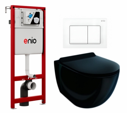 Комплект 3 в 1 инсталляция Enio Profi EN7050050 + Унитаз подвесной Esbano Garcia ESUPGARCB + кнопка белая матовая Pulsante