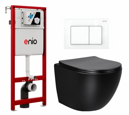 Комплект 3 в 1 инсталляция Enio Profi EN7050050 + Унитаз Vincea Globo VT1-14SMB + кнопка белая матовая Pulsante