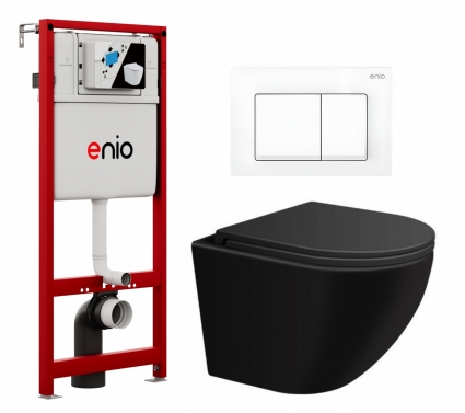 Комплект 3 в 1 инсталляция Enio Profi EN7050050 + Подвесной унитаз SinteSi EVI + кнопка белая матовая Pulsante